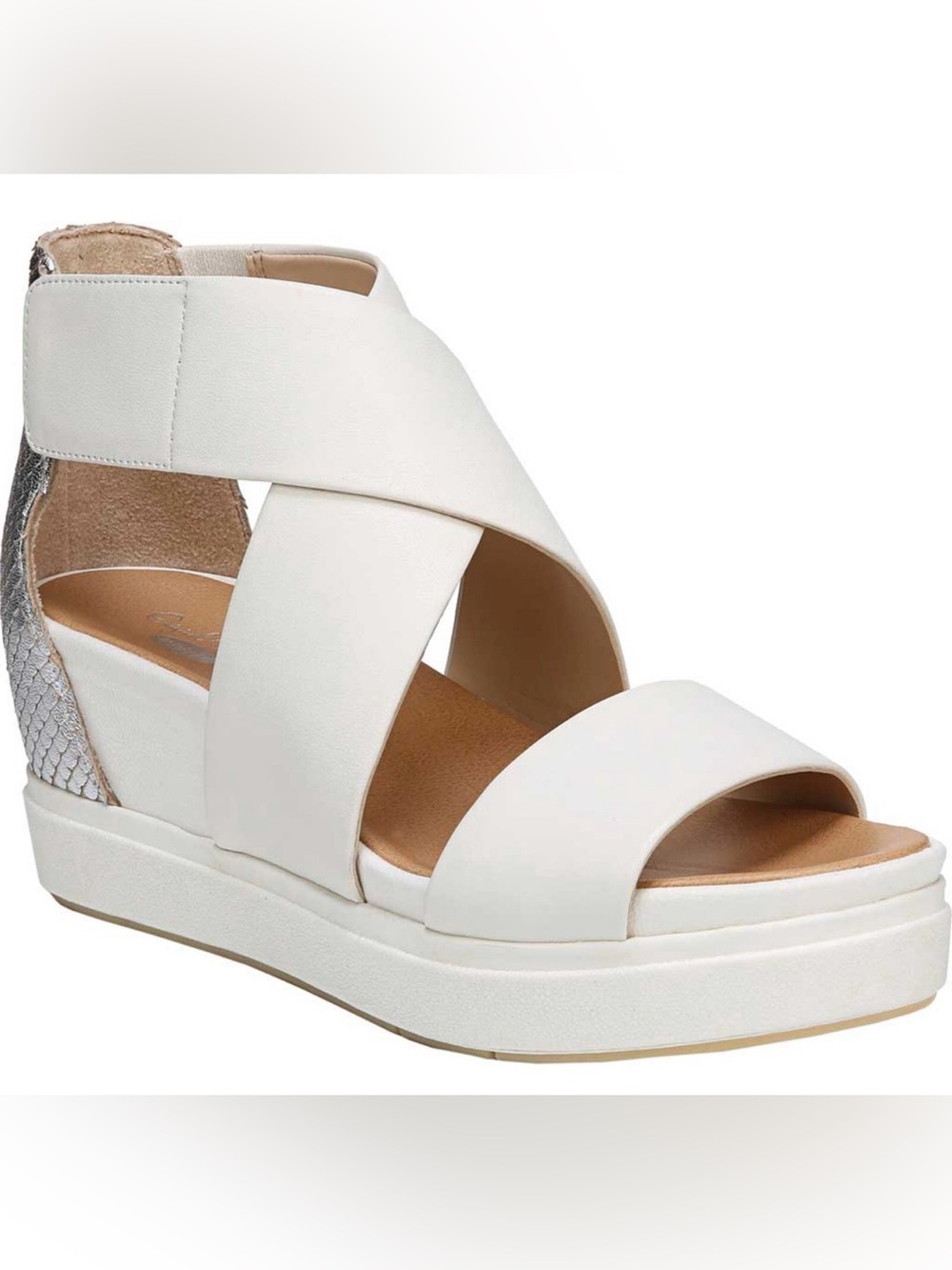 Dr. Scrolls high ankle Women's Platform Sandal with Silver Heel accent 10M